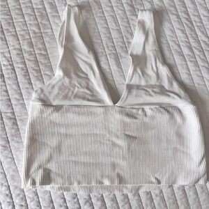 White Ribbed Sleeveless Top Urban Outfitters